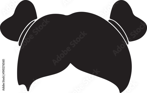 Illustration of hair tied in pigtails on the right and left icon silhouette