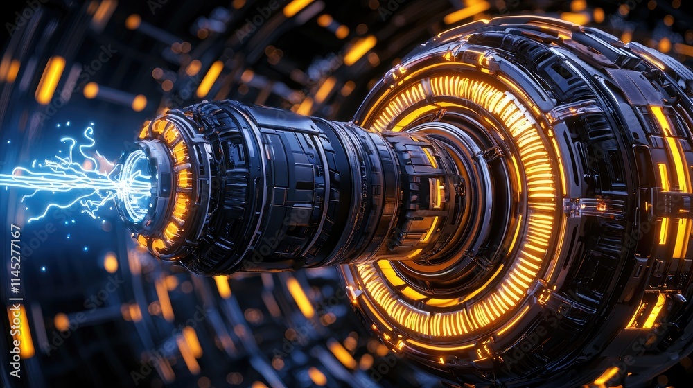 Futuristic energy core activation high-tech facility digital art sci-fi environment close-up view innovative design