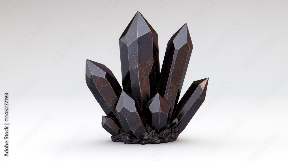 Exploring black crystals gemstone photography studio detailed close-up minimalistic natural beauty