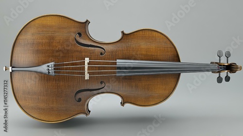 Musical Instruments Double bass A large stringed instrument played with a bow or plucking Isolated solo on plain background