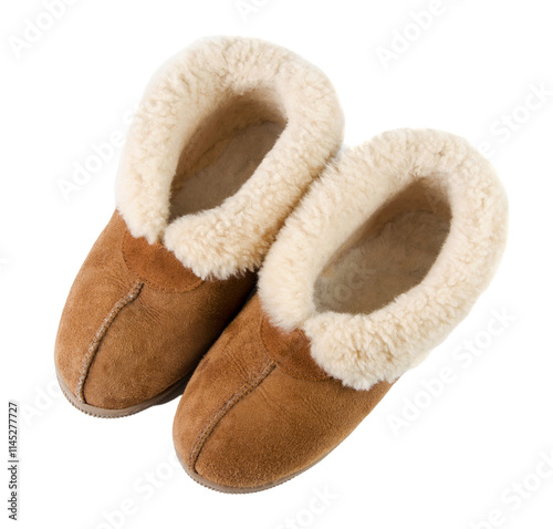 Warm home slippers closeup