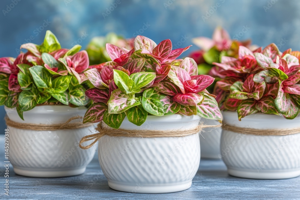 Three white vases adorned with plants are elegantly arranged on a table, showcasing a harmonious blend of nature and decor. Three white vases adorned with plants are elegantly arranged on a table, showcasing a harmonious blend of nature and decor.
