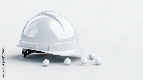 Focused safety helmet shot on pure white, capturing the structure and reliability, ready for promotional use in construction safety ads photo