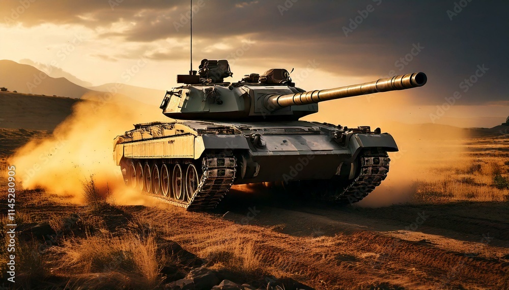main battle tank driving across terrain main battle tank driving across terrain