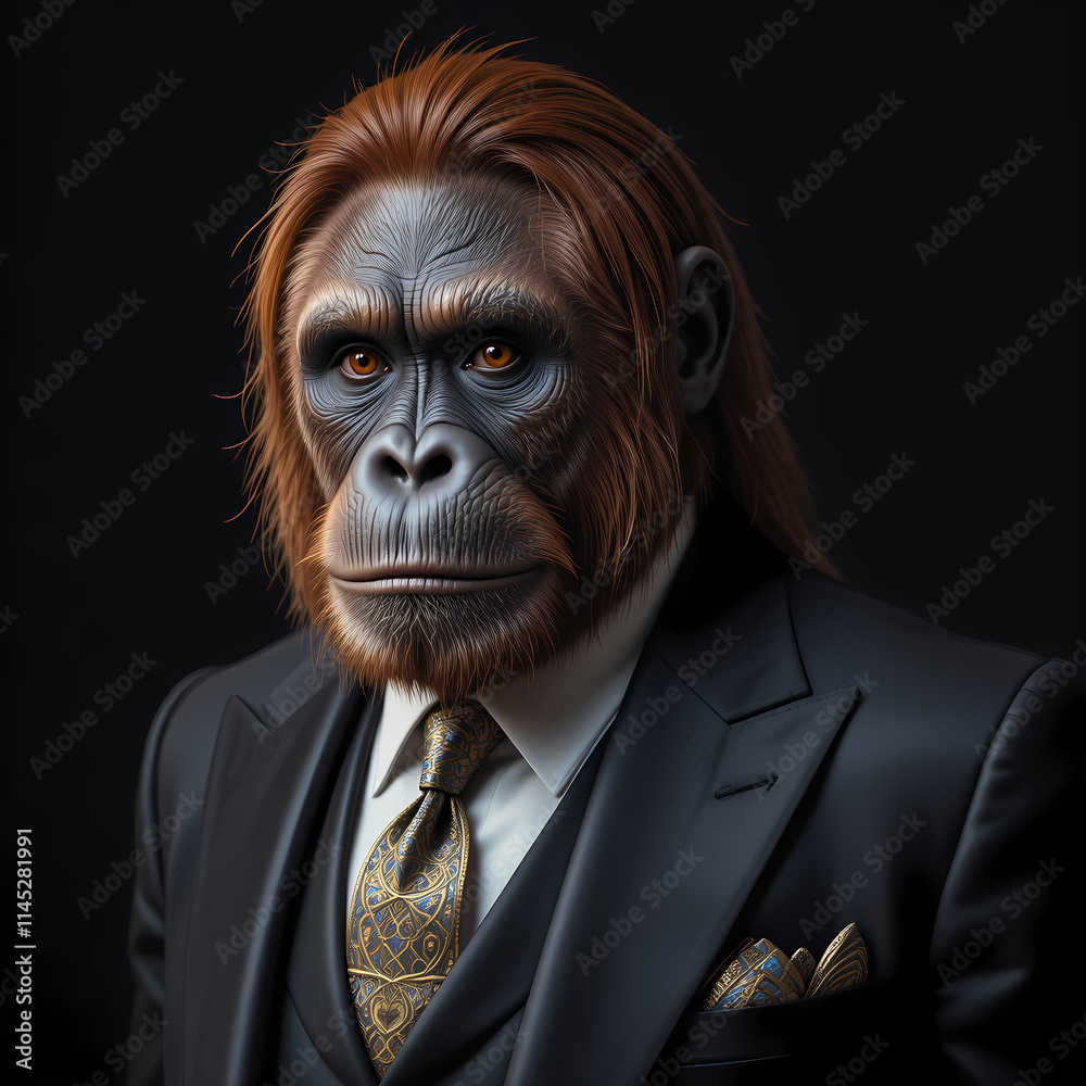 A Powerful Chimpanzee in a Suit: A Striking Portrait of Evolution and Power A Powerful Chimpanzee in a Suit: A Striking Portrait of Evolution and Power