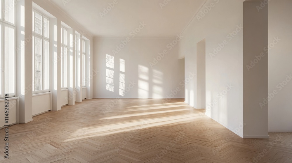Fototapeta premium Descripción de un espacio interior moderno y luminoso