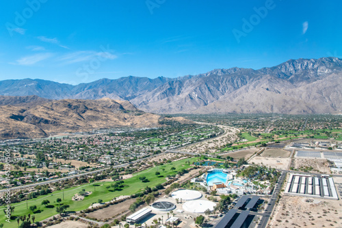 Golf Course Community Along Palm Springs, CA Desert Mountains