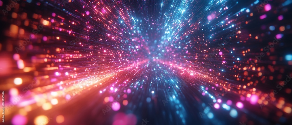 Abstract glowing tunnel with pink and blue particles. Abstract glowing tunnel with pink and blue particles.