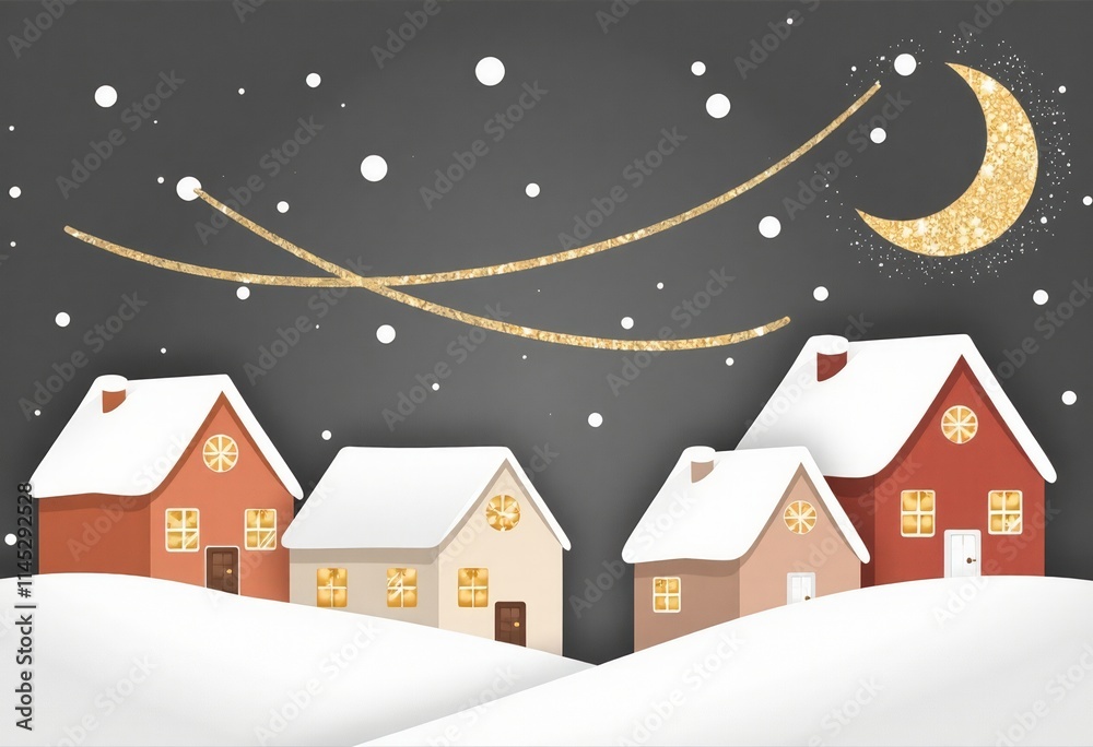 Naklejka premium winter landscape with houses