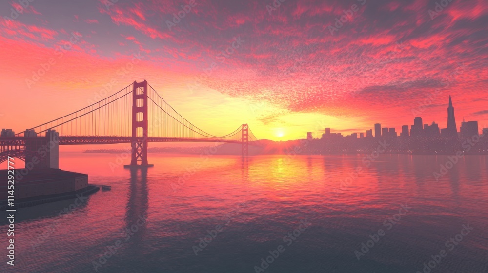 Obraz premium Puesta de sol puente golden gate san francisco