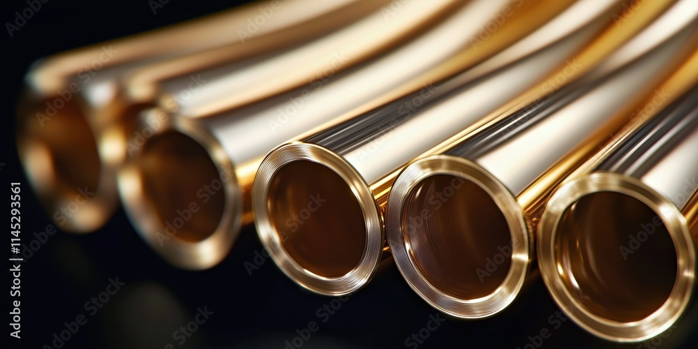 Naklejka premium Abstract texture for background or wallpaper featuring golden wavy metallic tubes in high resolution