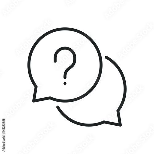 Ask question thin line icons. Editable stroke and Perfect pixel on transparent background