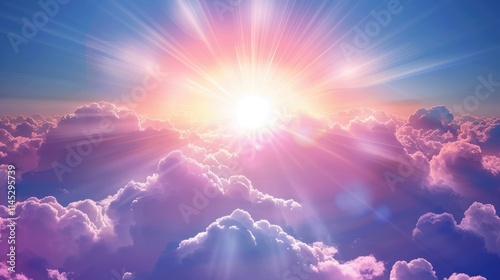 abstract beautiful sunset blue sky background with sunny cloud