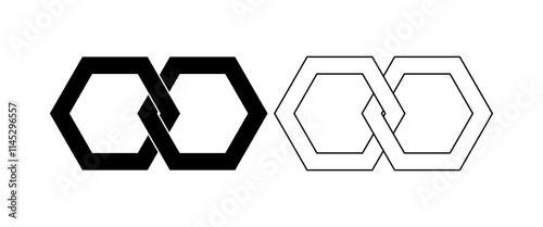 two hexagonal chain links icon