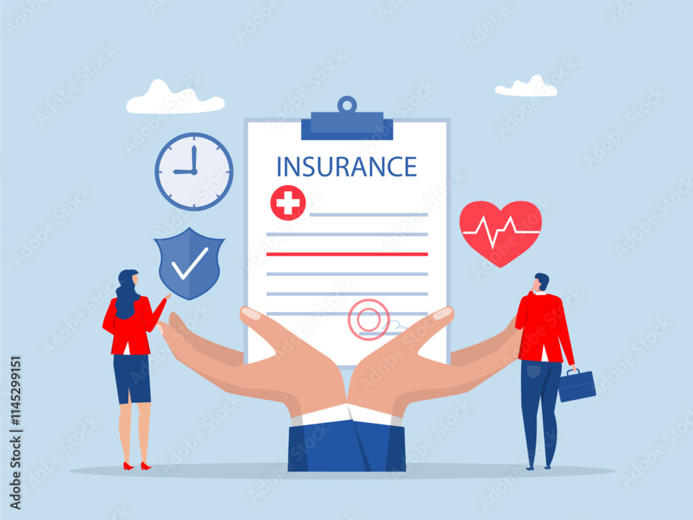 Obraz premium Health insurance concept,Patient reviews document carefully Care medical, Reliable protection, healthcare plan choice metaphor. Can use for web banner