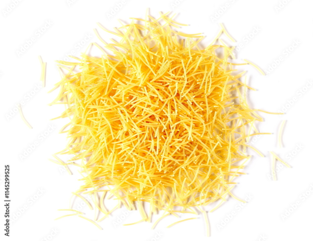 Italian uncooked pasta soup isolated on white, top view
Italian uncooked pasta soup isolated on white, top view