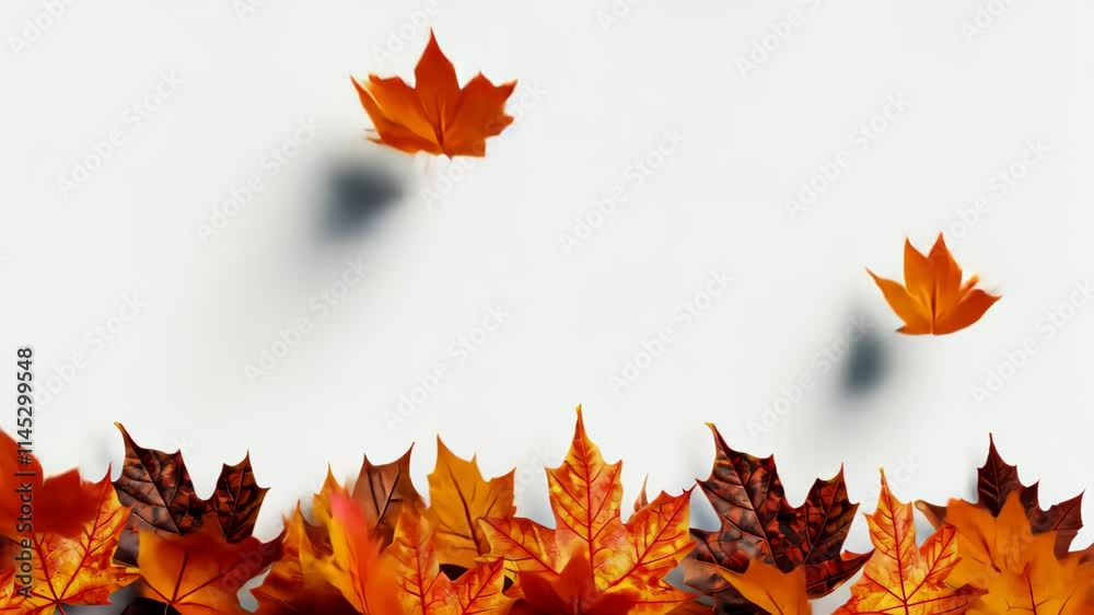 Vibrant autumn leaves create a stunning border design, perfect for seasonal themes. Isolated on white for a fresh look.