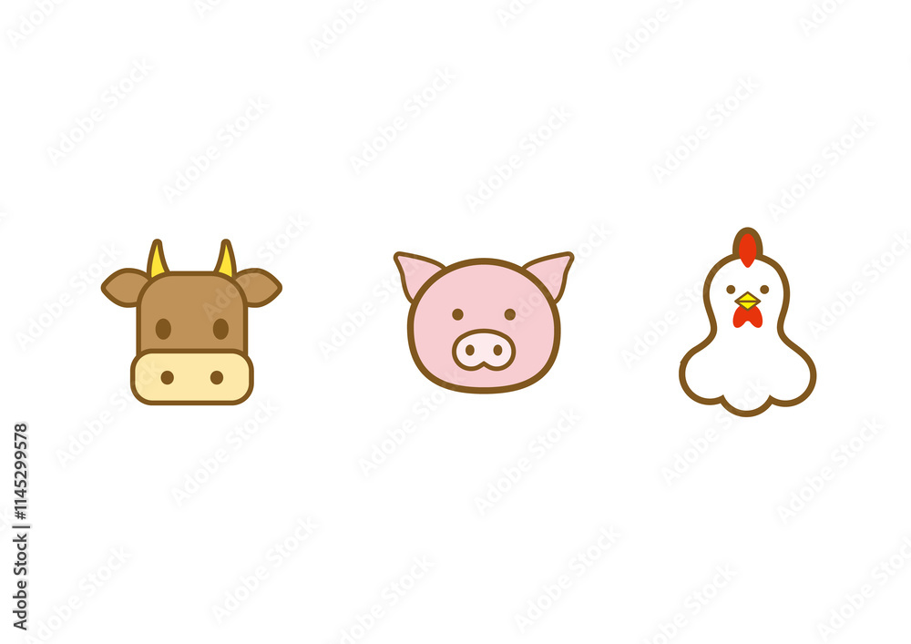 Fototapeta premium 牛肉・豚肉・鶏肉 イラスト png