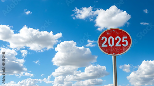 a road sign with the number 2025