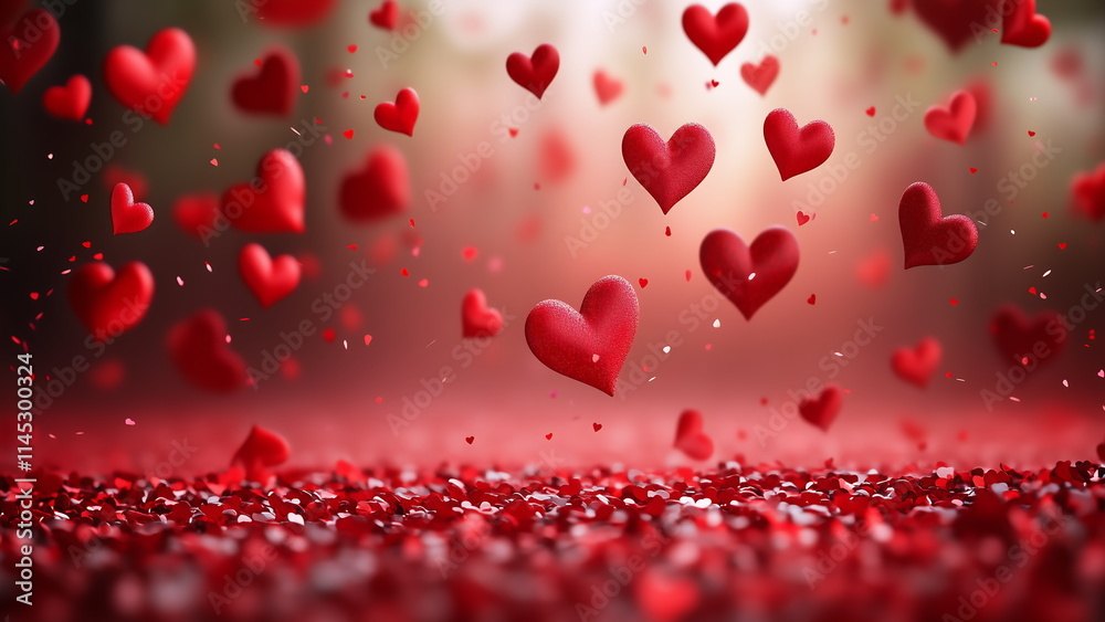 Obraz premium falling red hearts. valentines day background
