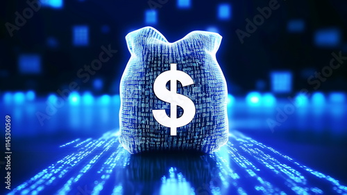 a digital money bag with dollar sign