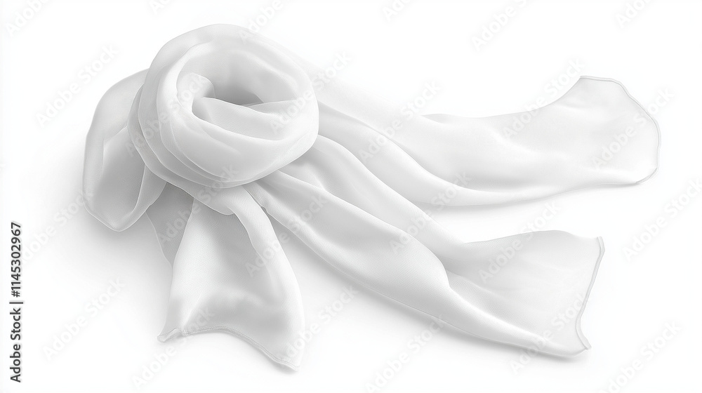 white chiffon scarf isolated on white background white chiffon scarf isolated on white background