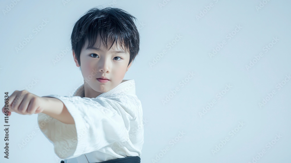 Young Martial Artist Demonstrating Focus and Precision in Action Young Martial Artist Demonstrating Focus and Precision in Action