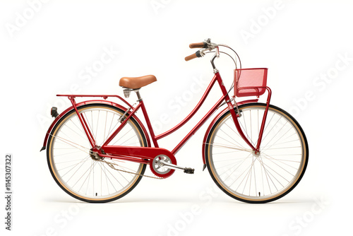 Aesthetic charm of a vintage-style red bicycle presented in minimalist setting photo