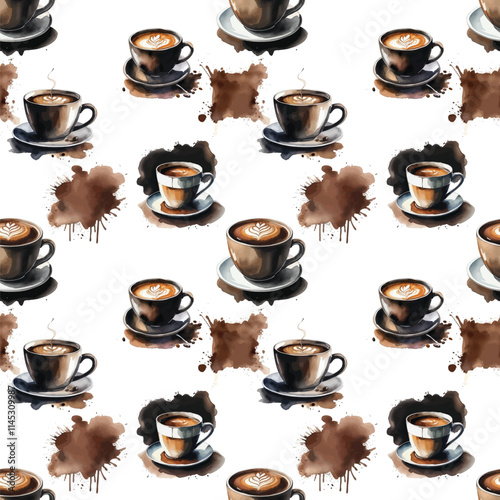 Coffee watercolor pattern.