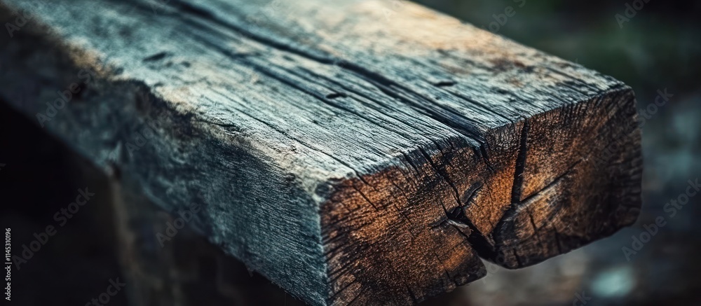 Weathered wooden plank with cracked end. Weathered wooden plank with cracked end.