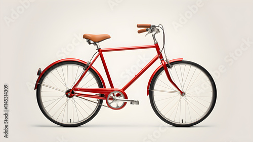 Aesthetic charm of a vintage-style red bicycle presented in minimalist setting photo