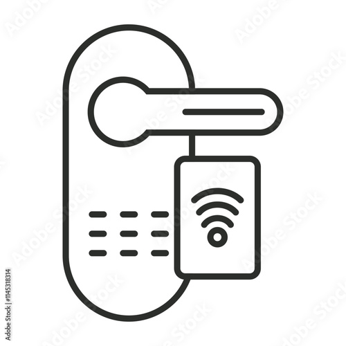 Smart door lock outline icon, editable vector illustration and transparent graphic element. Isolated on white background