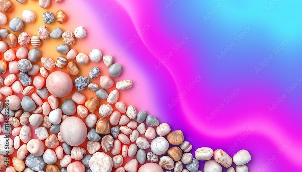 Smooth stones arranged on vibrant gradient background Smooth stones arranged on vibrant gradient background