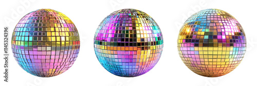 Colorful Disco Ball Reflections on Transparent Background photo