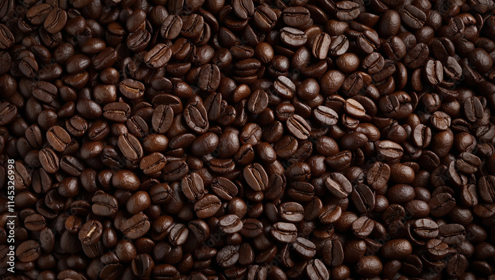 High definition photo of roasted coffee beans as background High definition photo of roasted coffee beans as background