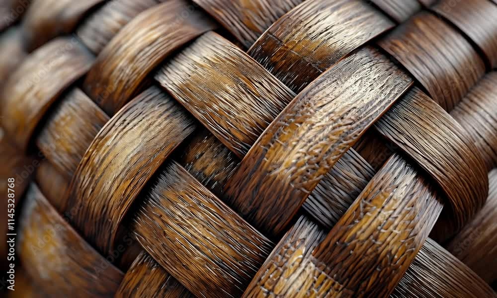 An intricately woven basket used for carrying goods, with close-ups of the texture and patterns, isolated on white background