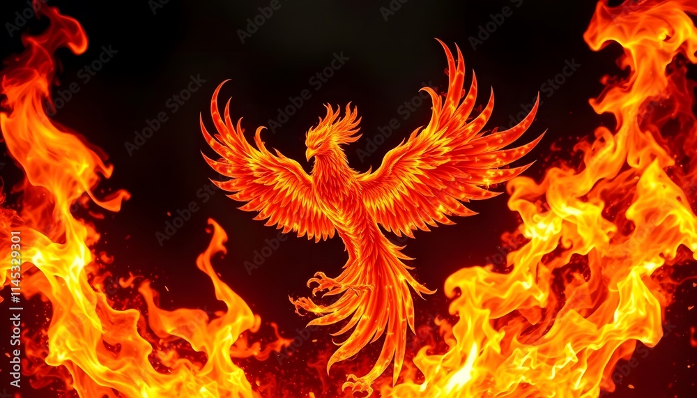 Fiery Phoenix Rising from Flames: A Digital Artwork Fiery Phoenix Rising from Flames: A Digital Artwork