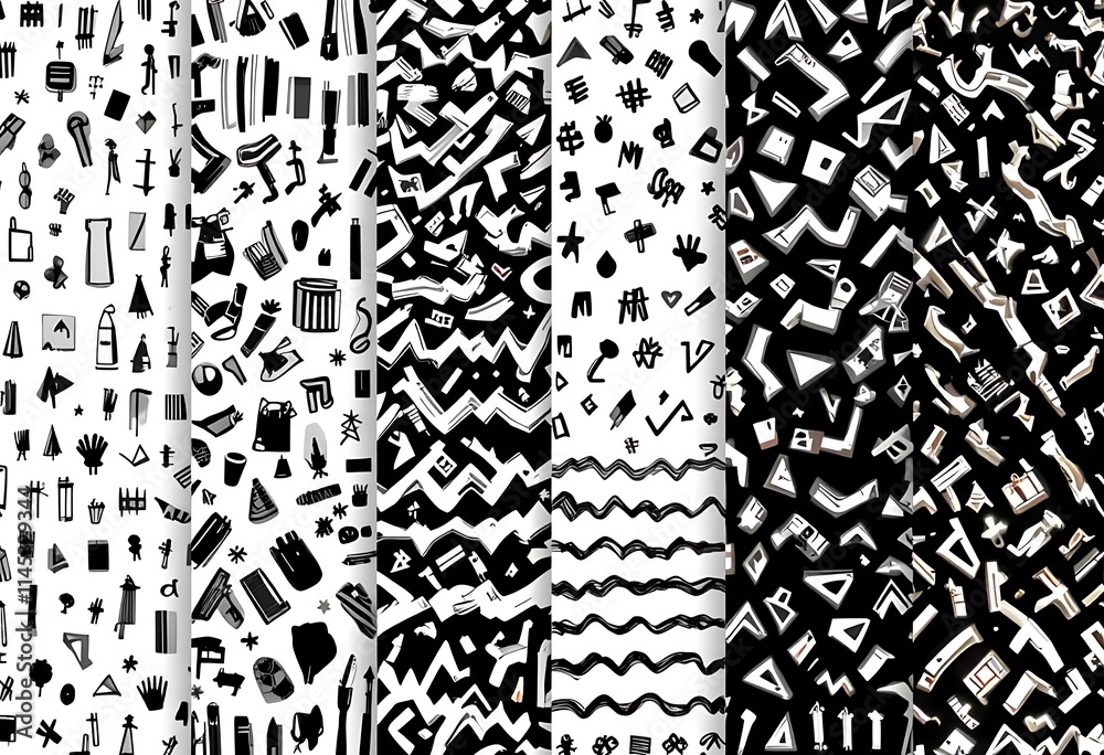 Abstract Black and White Pattern Collage
