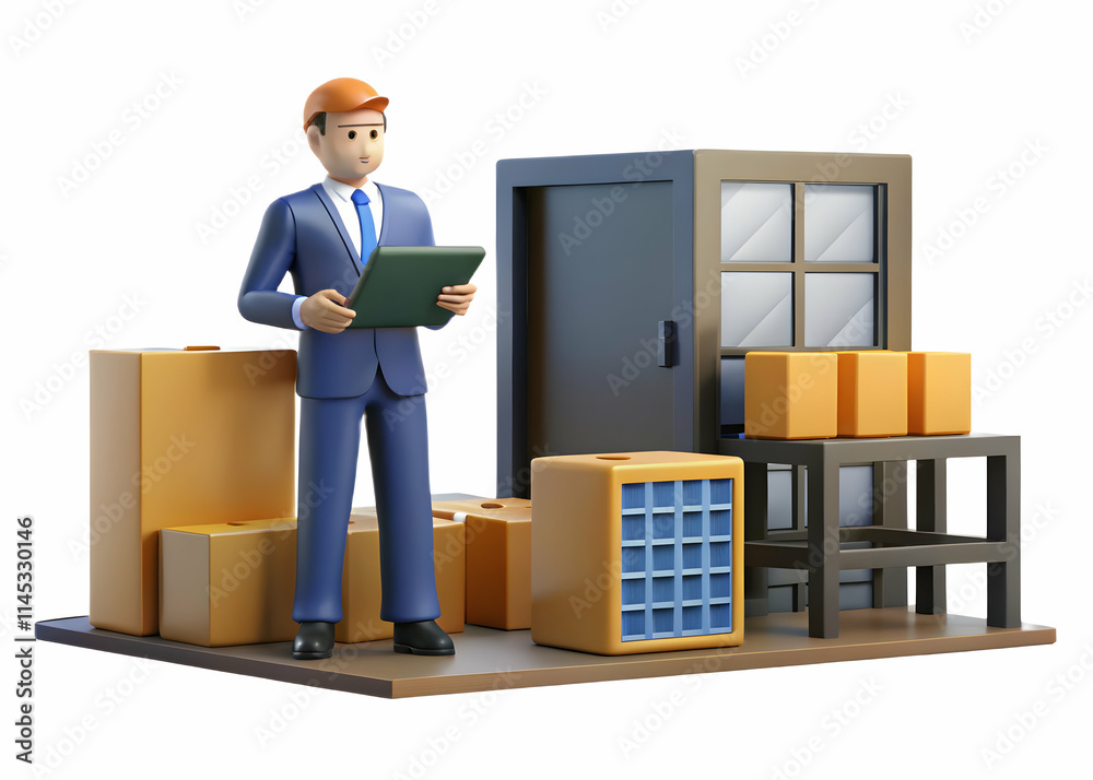 Supply Chain Analyst Evaluating Storage Costs with Calculator in Warehouse Office