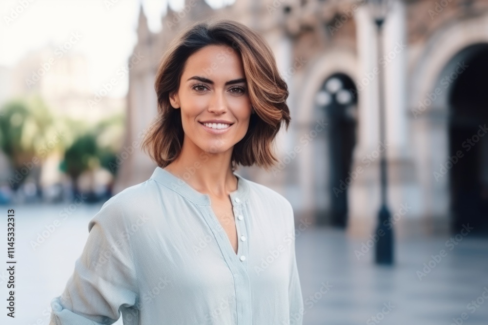 Portrait of a beautiful young business woman smiling at the camera in the city Portrait of a beautiful young business woman smiling at the camera in the city