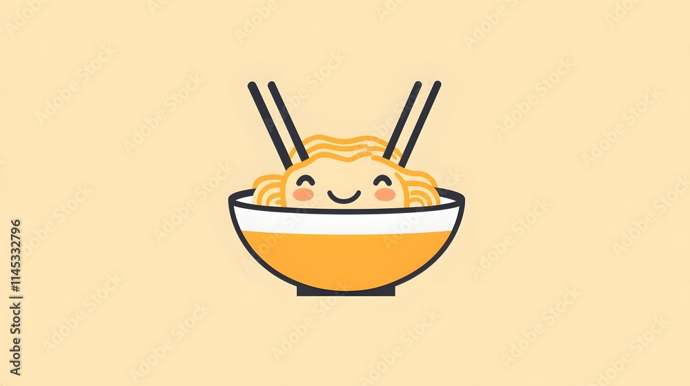 Happy Noodle Bowl with Chopsticks Awaits
