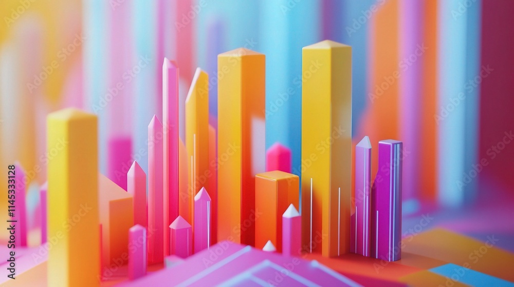 Vibrant 3D Financial Chart with Colorful Profit and Loss Indicators Vibrant 3D Financial Chart with Colorful Profit and Loss Indicators