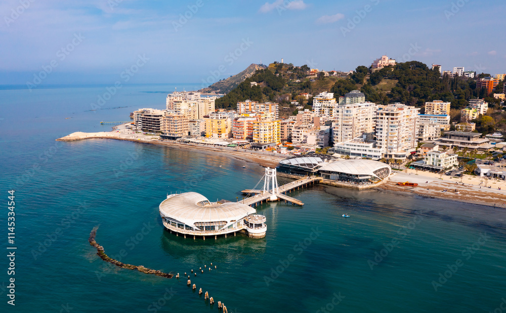Φωτογραφία Aerial photo of Adriatic sea shore in Durres, Albania