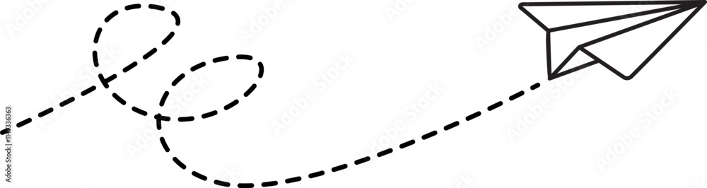 Paper Plane with Dotted Flight Paths Paper Plane with Dotted Flight Paths