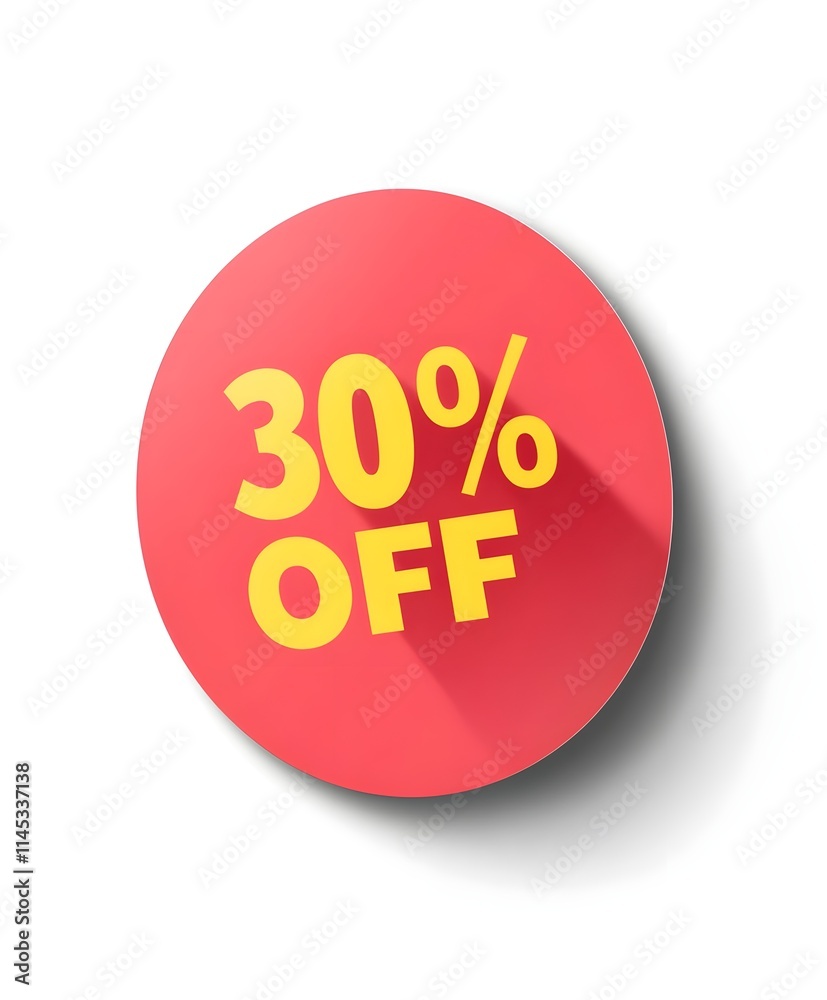A red circular sticker with the text A red circular sticker with the text