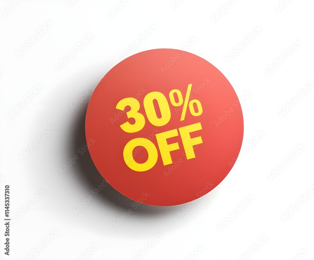A red circular sticker with the text A red circular sticker with the text