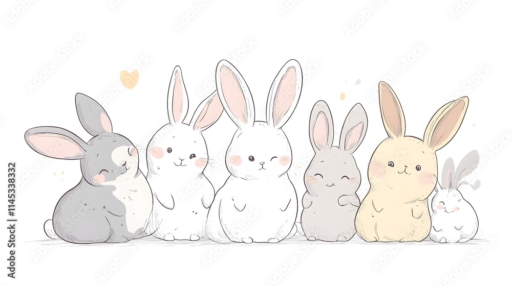 Adorable Group Of Bunnies Together In A Row Adorable Group Of Bunnies Together In A Row