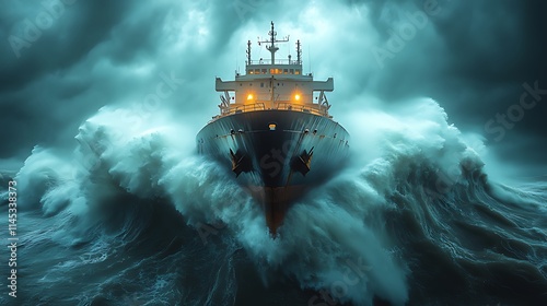 Wallpaper Mural Cargo ship bravely faces monstrous waves during a fierce storm at sea. Torontodigital.ca