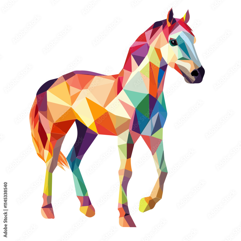 Obraz premium Simple Design of a Horse Full Body Geometry Vector Illustration | Bold and Creative Animal Art 