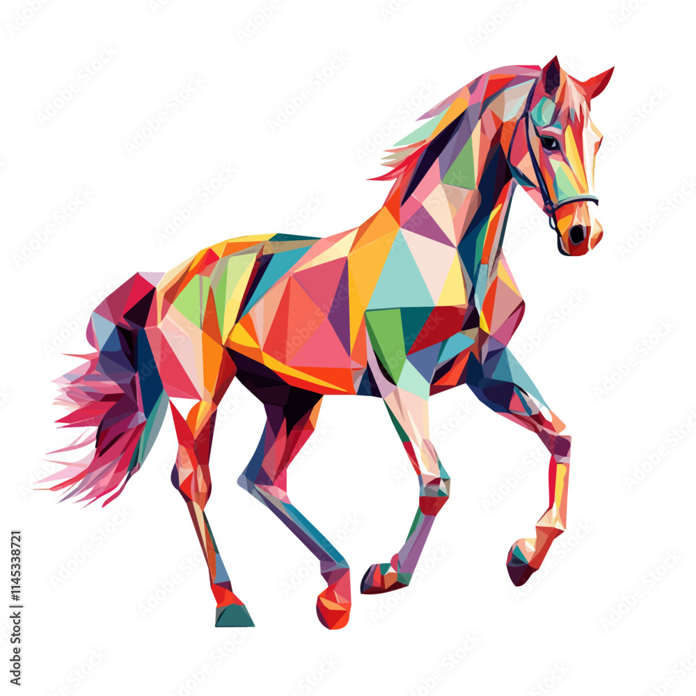 Obraz premium Simple Design of a Horse Full Body Geometry Vector Illustration | Bold and Creative Animal Art 